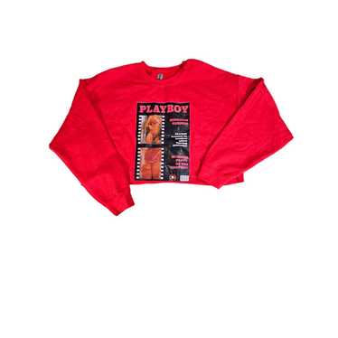 Gildan Women’s cropped red playboy sweatshirt xl - image 1