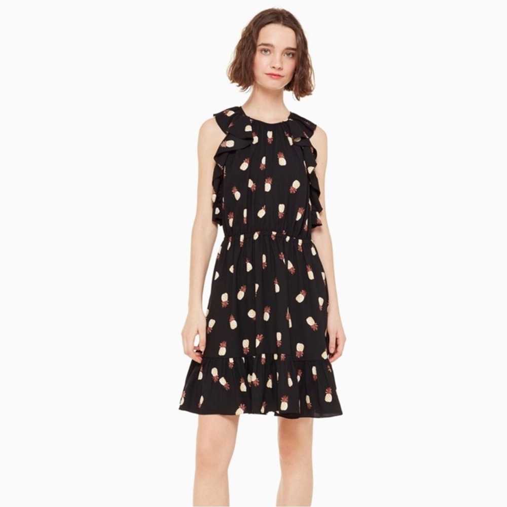 Kate Spade Black Pineapple Print Tiered ruffled D… - image 5