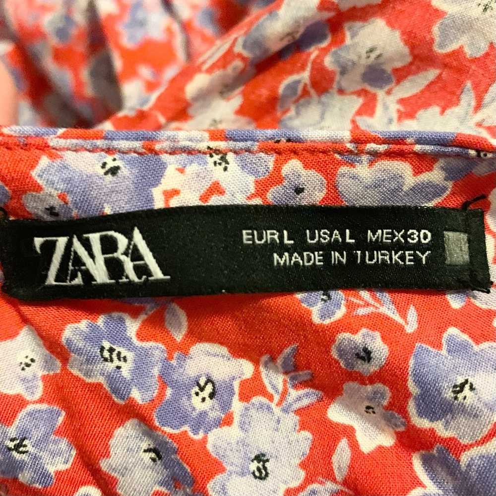 Zara Red Floral Maxi Sun Dress Large Ruffle Strap… - image 5