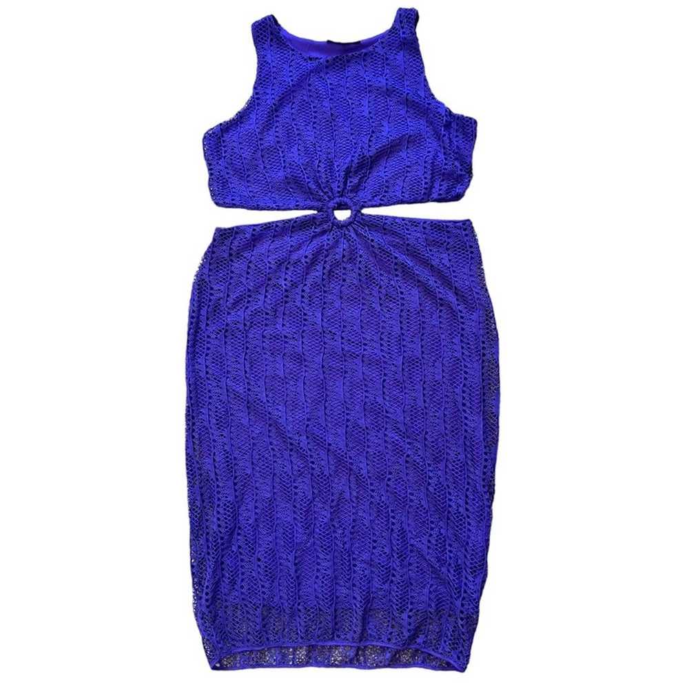 ELOQUII Waist Cutout Lace Midi Dress Royal Purple… - image 2