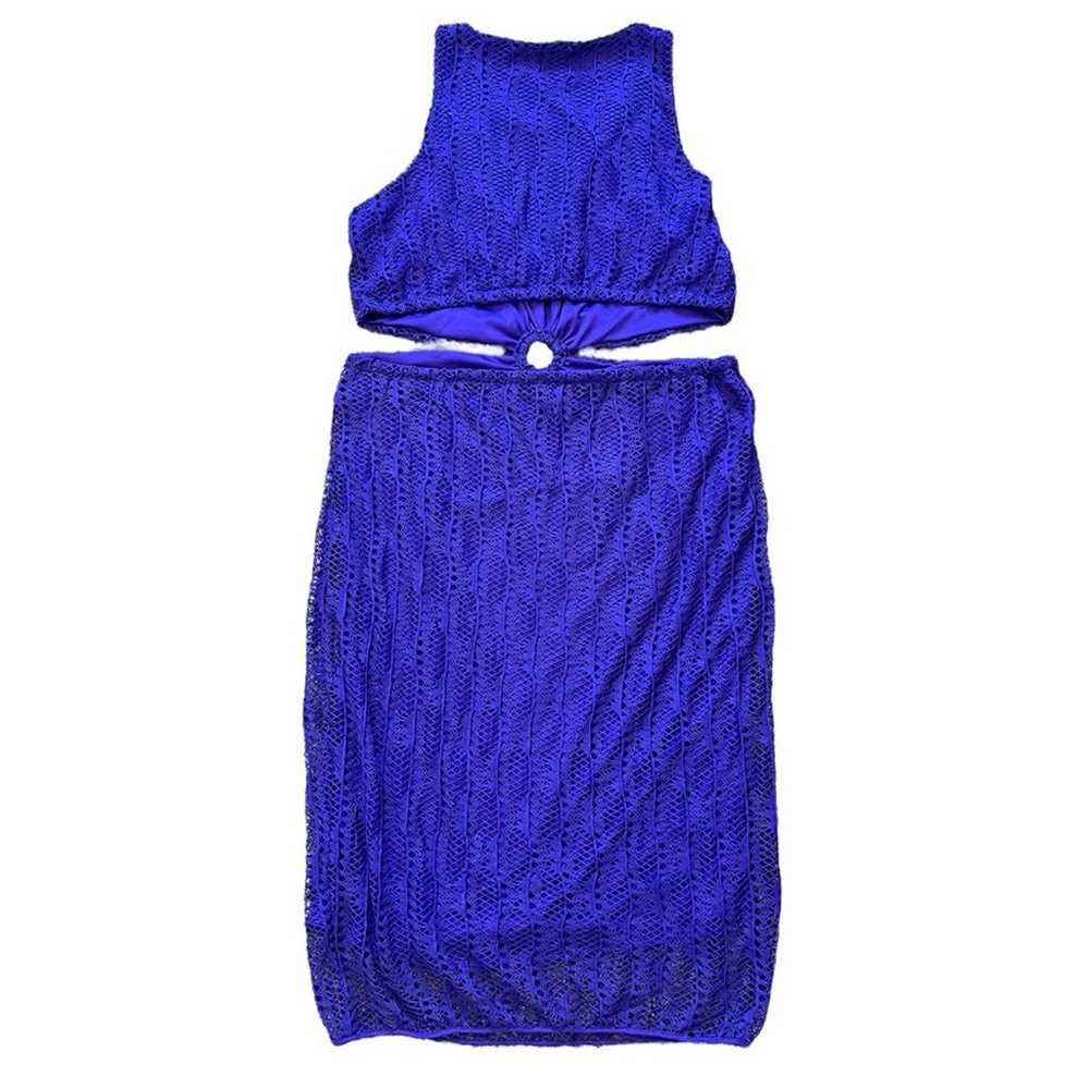 ELOQUII Waist Cutout Lace Midi Dress Royal Purple… - image 3