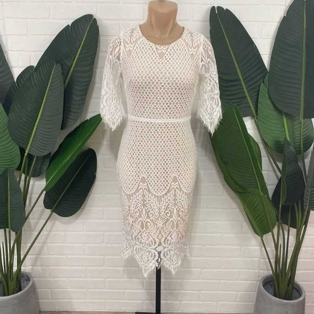 INA white lace midi dress. Soft and stretchy lace - image 2