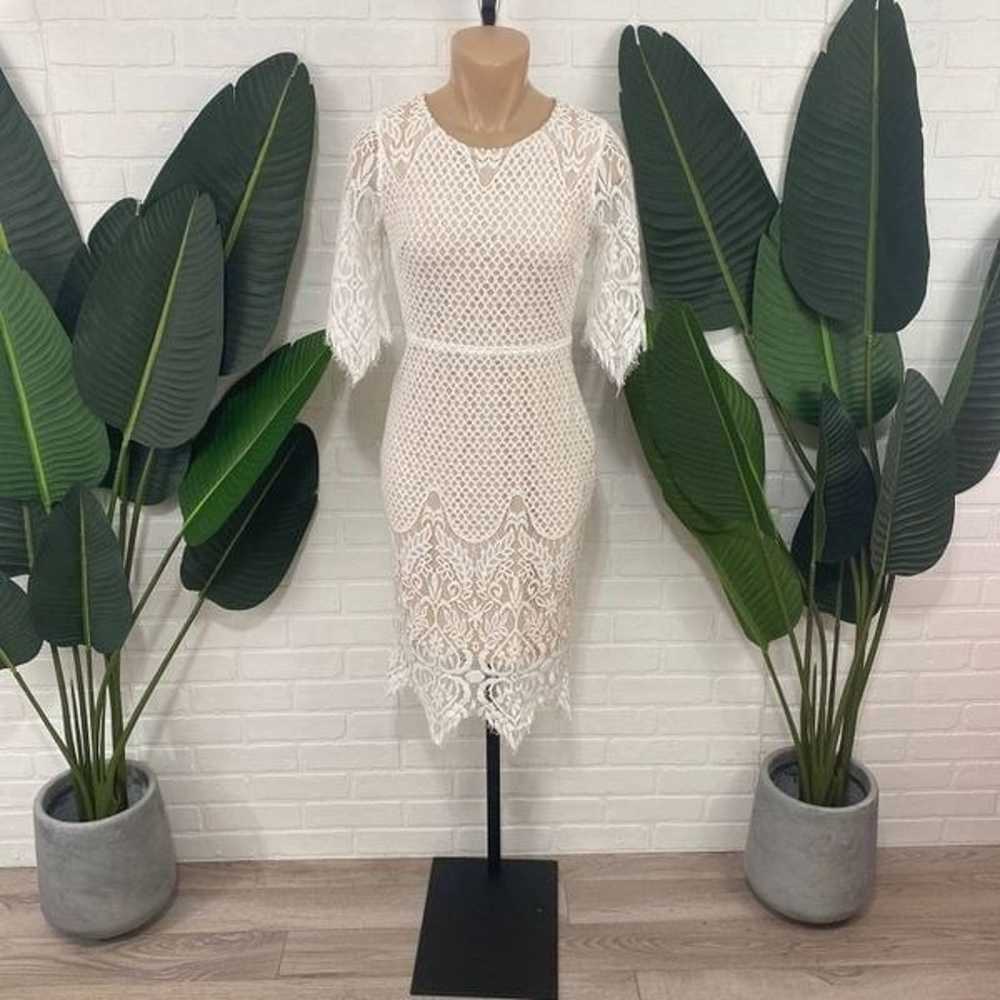 INA white lace midi dress. Soft and stretchy lace - image 3