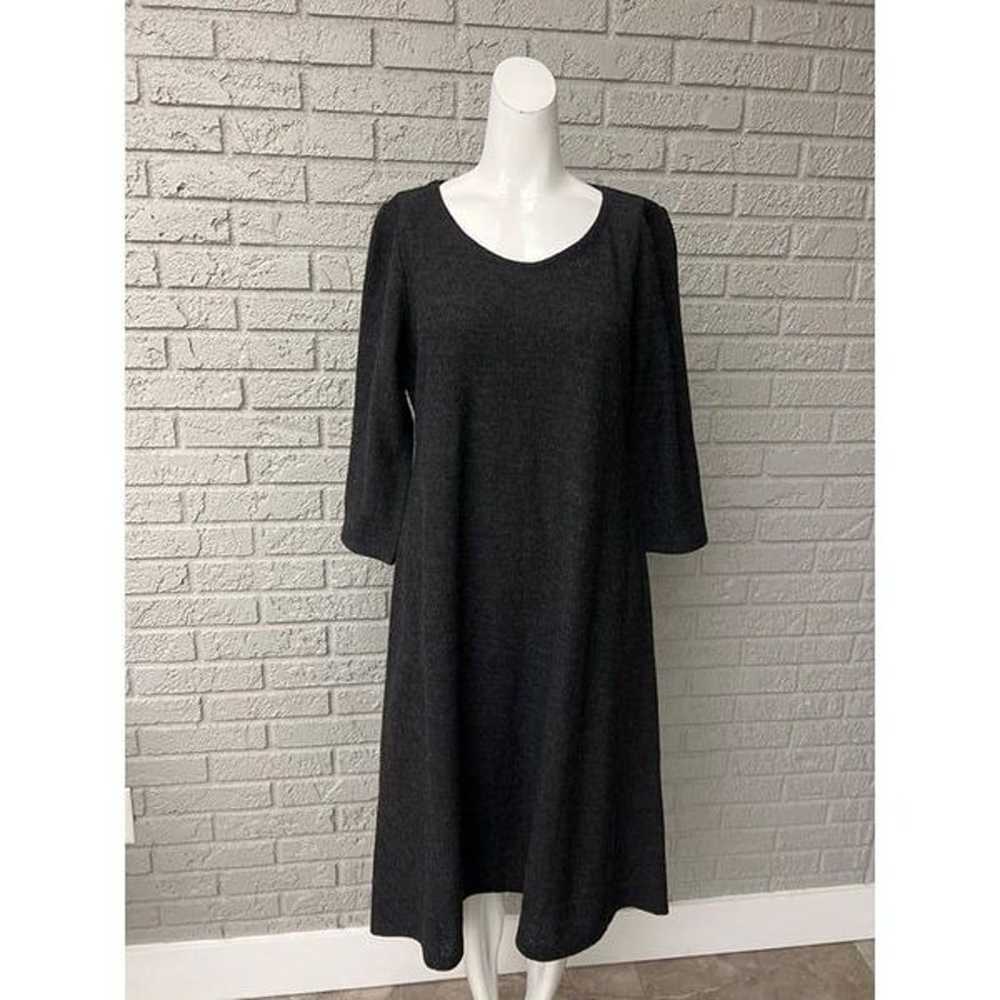 Eileen Fisher Dark Gray Wool Midi Dress Size M - image 2