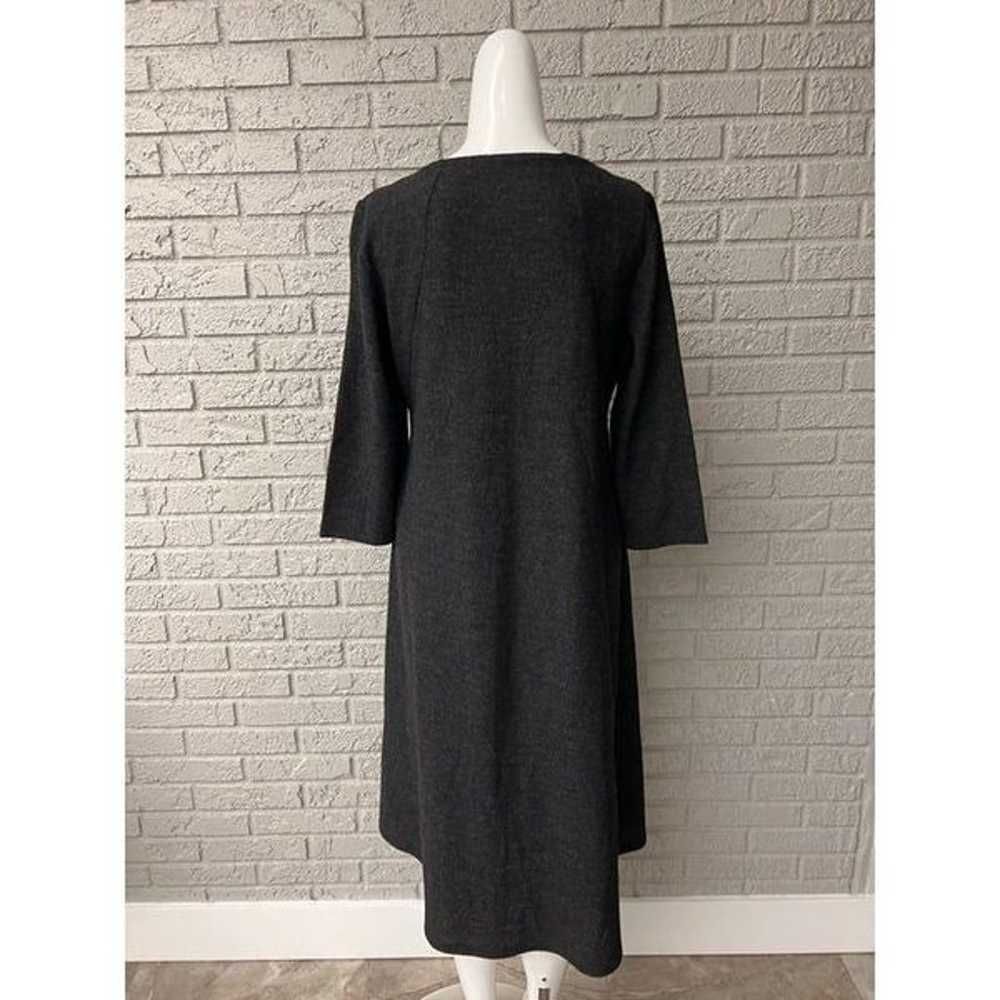 Eileen Fisher Dark Gray Wool Midi Dress Size M - image 3