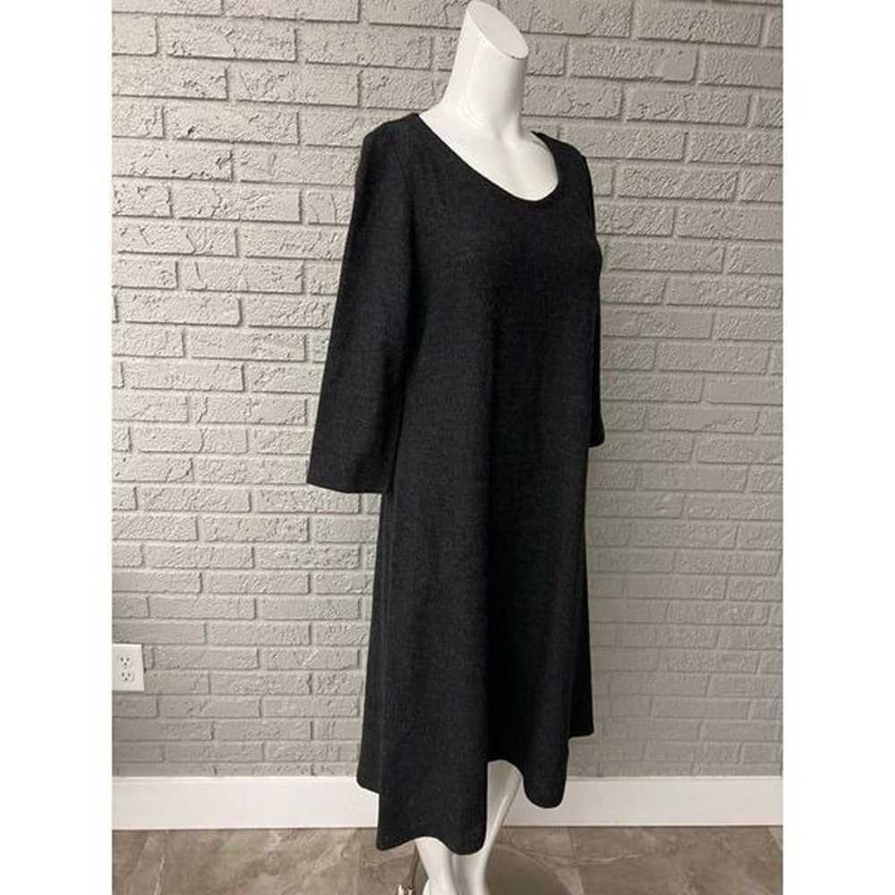 Eileen Fisher Dark Gray Wool Midi Dress Size M - image 5