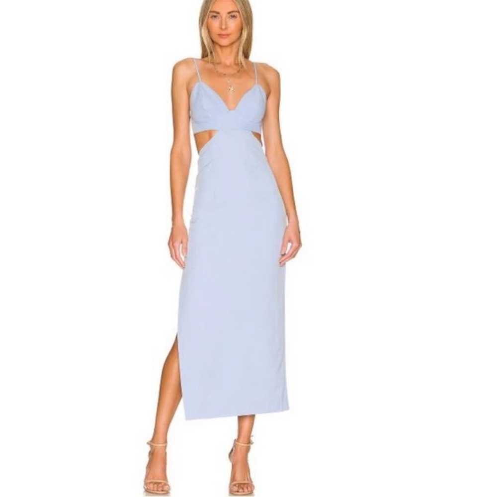 Bardot light blue v neckline cutout thigh slit mi… - image 1