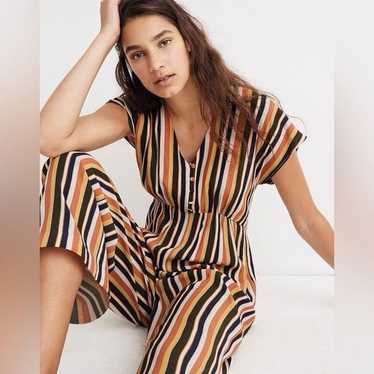 Madewell V-Neck Button-Front Jumpsuit in Rainbow … - image 1