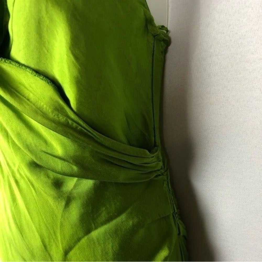 Zara Lime Green Satin Drape Front Slip Midi Dress… - image 7