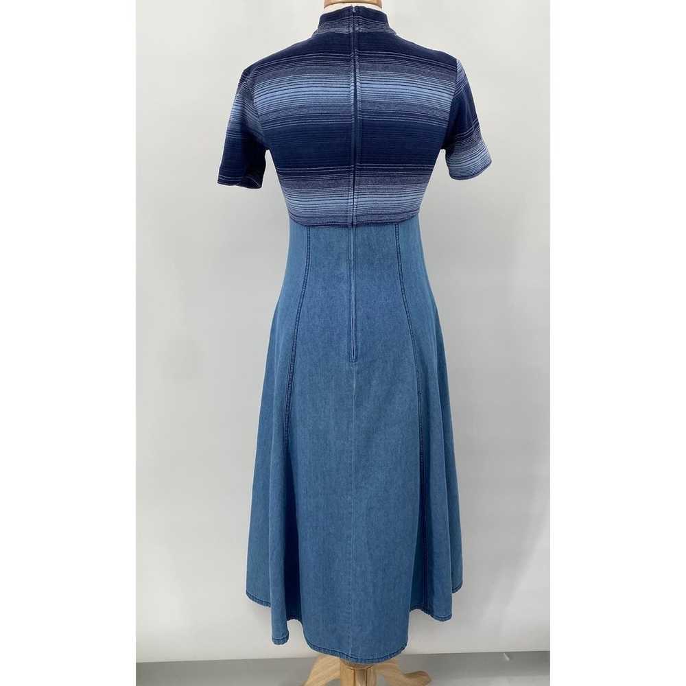 Vintage 70s Maxi Dress Fit & Flare Denim Stripe T… - image 5