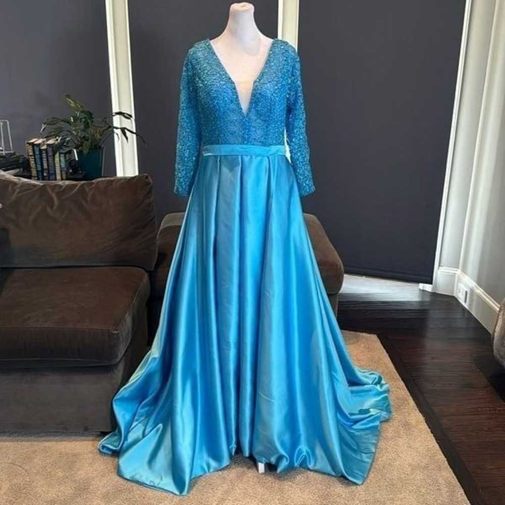 Women’s FullLength Blue Formal Prom Party Dress L… - image 1