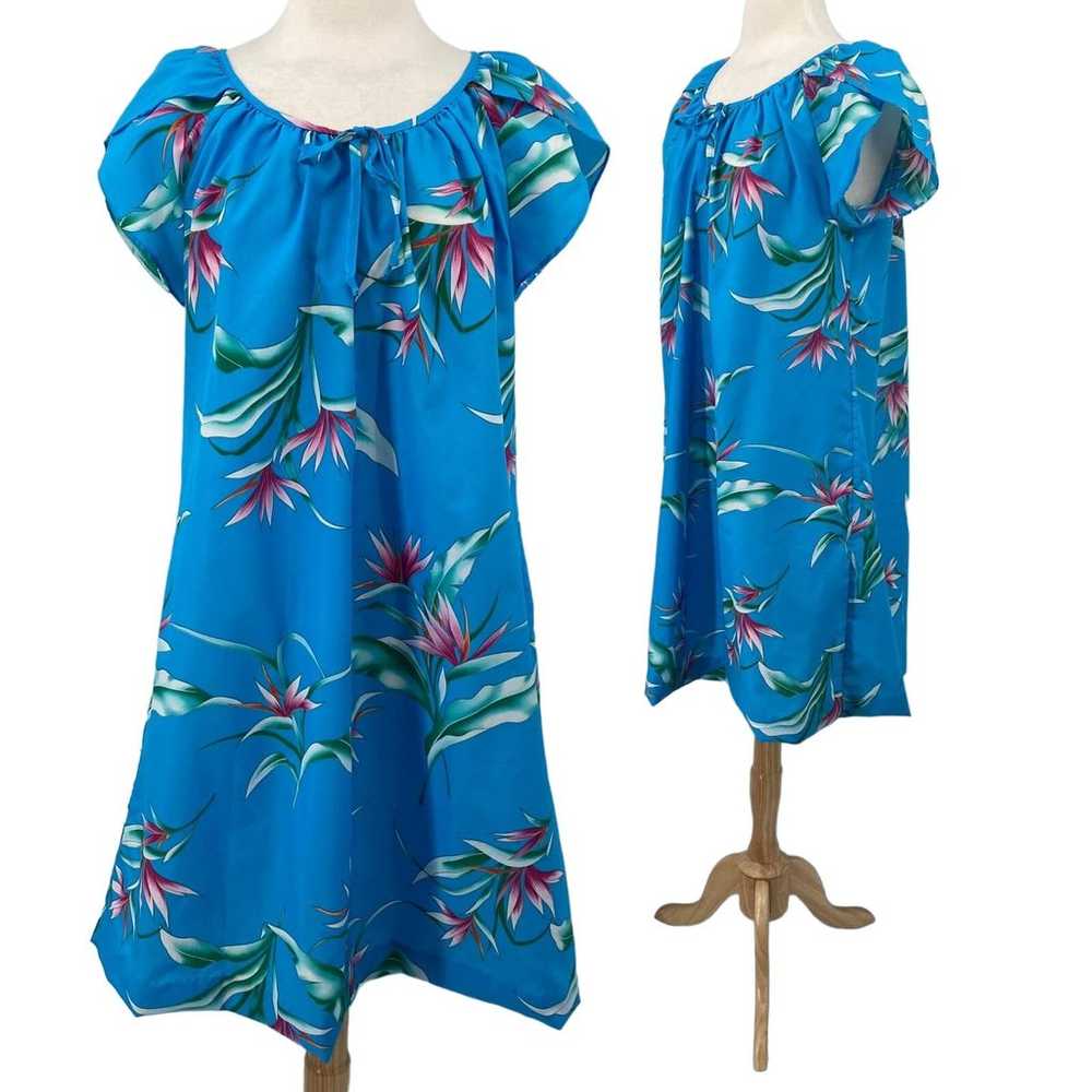 Vintage 70s Hilo Hattie Dress Hawaiian V Neck Tro… - image 1