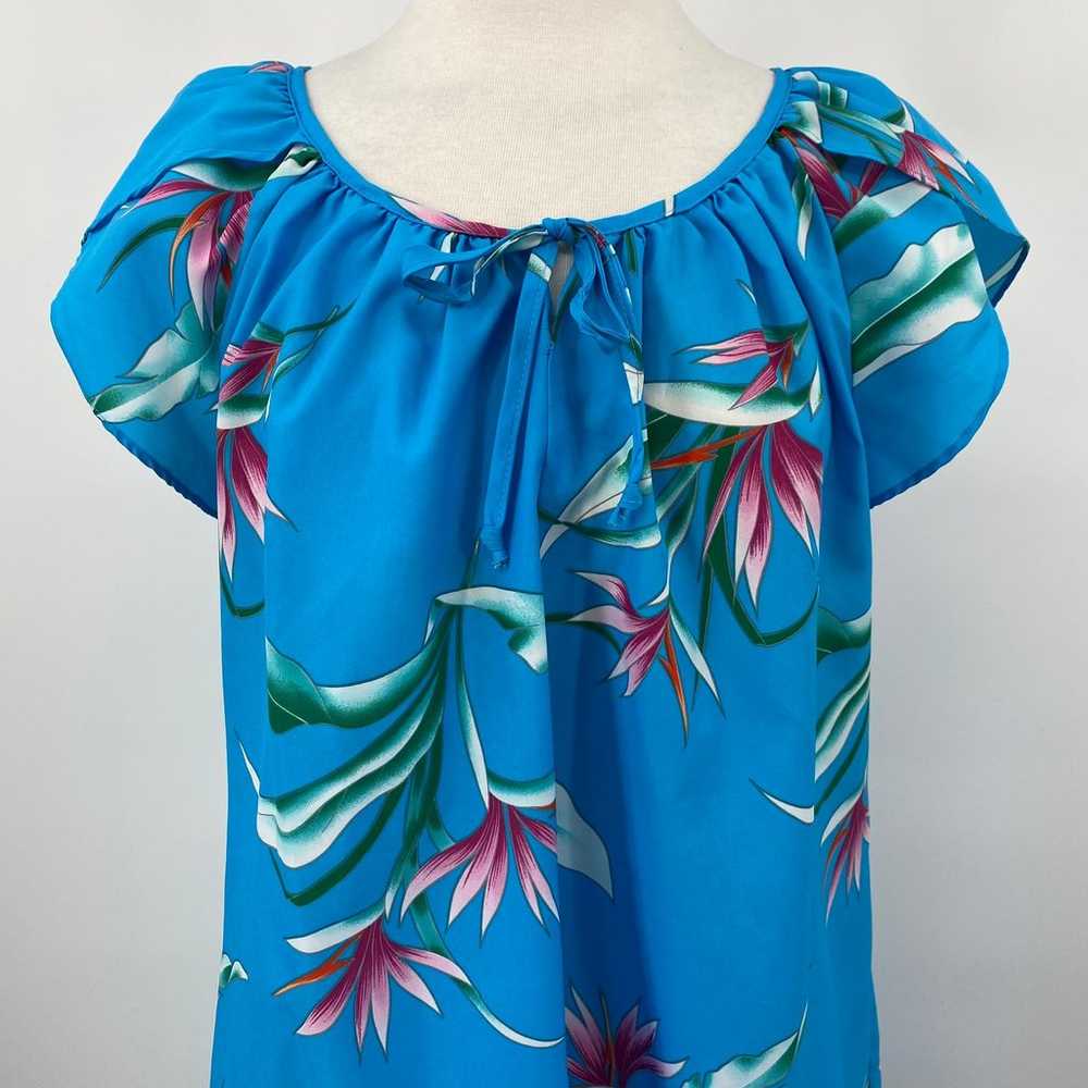Vintage 70s Hilo Hattie Dress Hawaiian V Neck Tro… - image 3