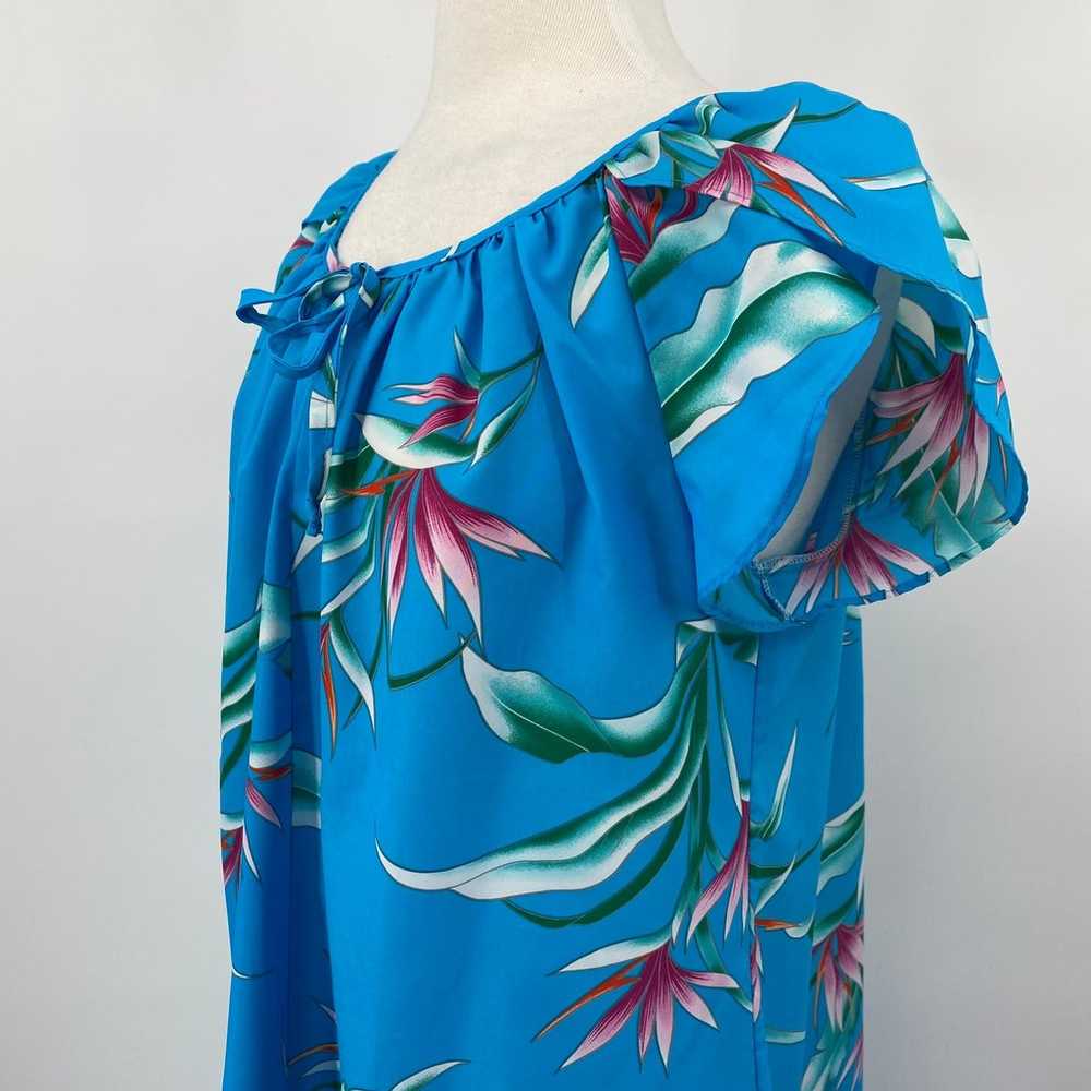 Vintage 70s Hilo Hattie Dress Hawaiian V Neck Tro… - image 6