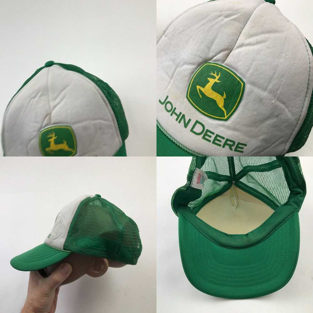 Vintage John Deere Hat Cap Snapback Trucker Green… - image 4