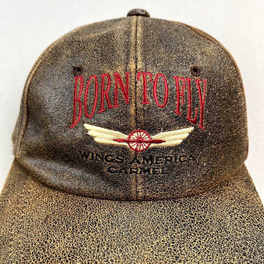 Vintage Vintage Pilot Flying Hat Leather Brown Bo… - image 3