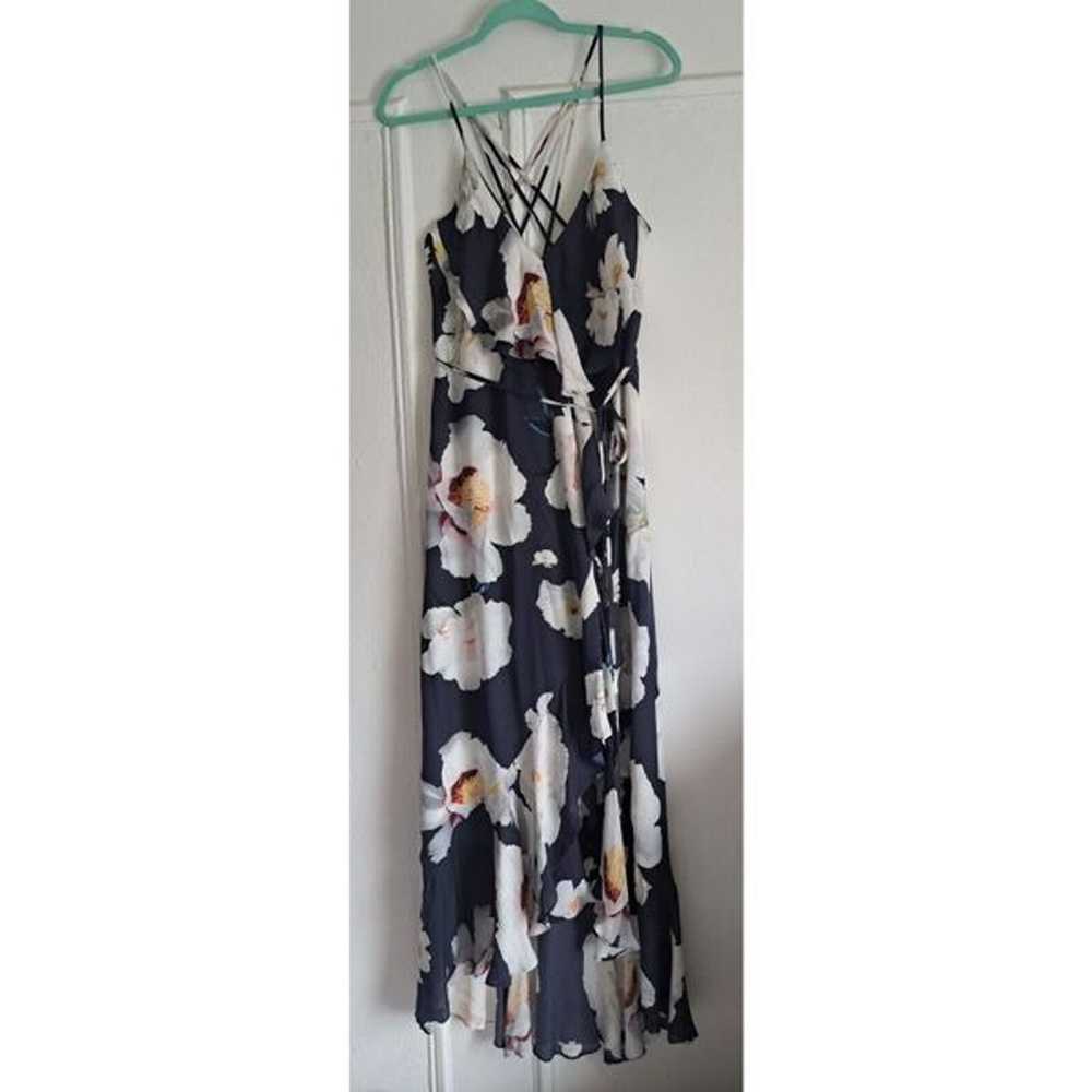 Intermix Women Silk Medium Wrap Tie Floral Midi H… - image 2
