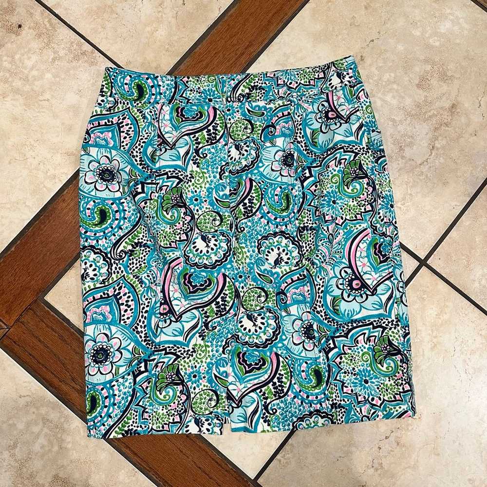 Lilly Pulitzer Blue Melanie Floral Skirt Size 14 - image 3