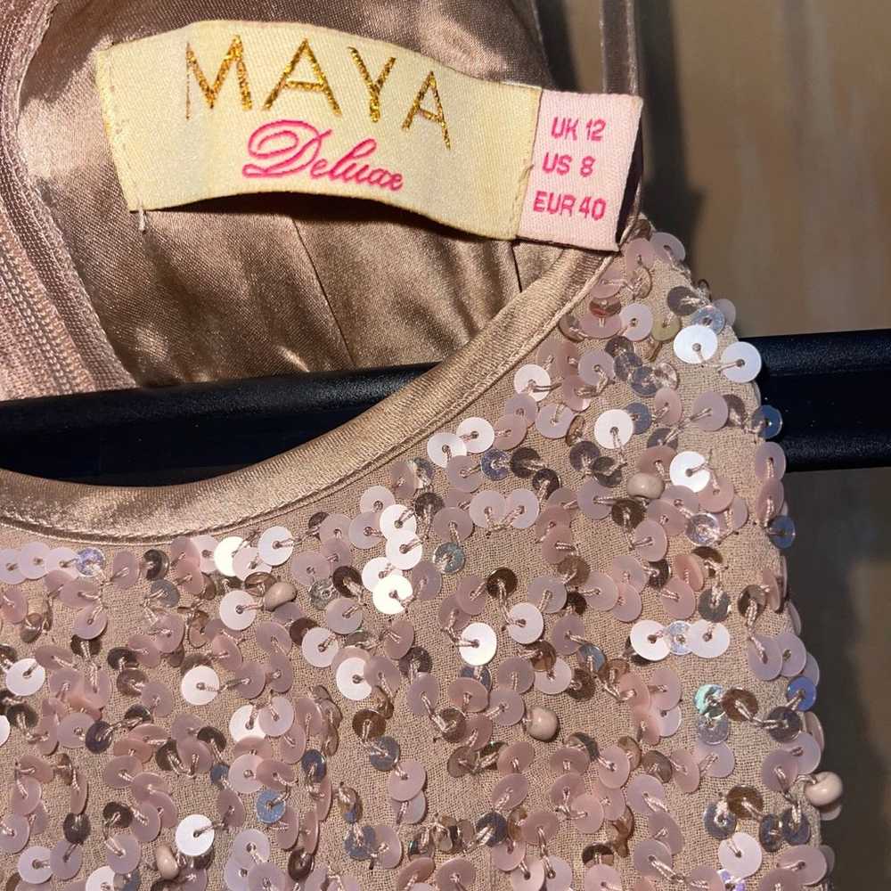 Maya Deluxe rose gold Embellished Halter Neck Max… - image 2