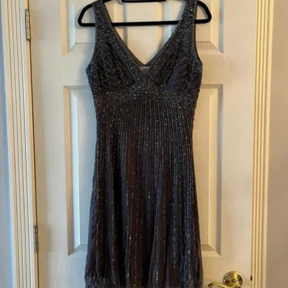 Patra Black Beaded Ruched Cocktail Dress| Size 8 - image 1