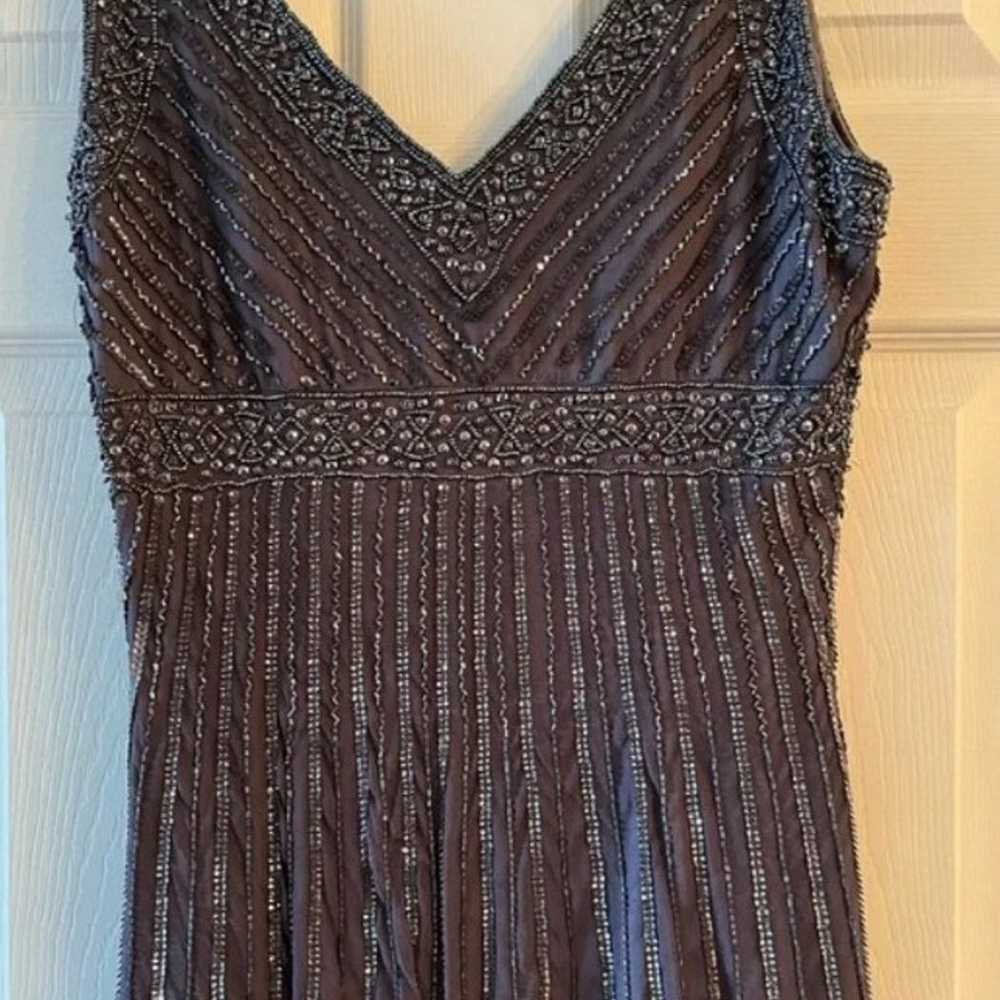 Patra Black Beaded Ruched Cocktail Dress| Size 8 - image 2