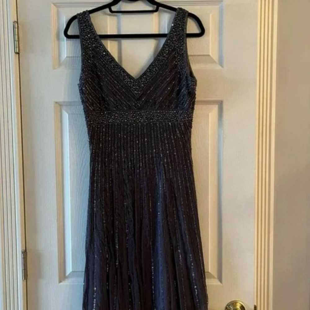 Patra Black Beaded Ruched Cocktail Dress| Size 8 - image 3
