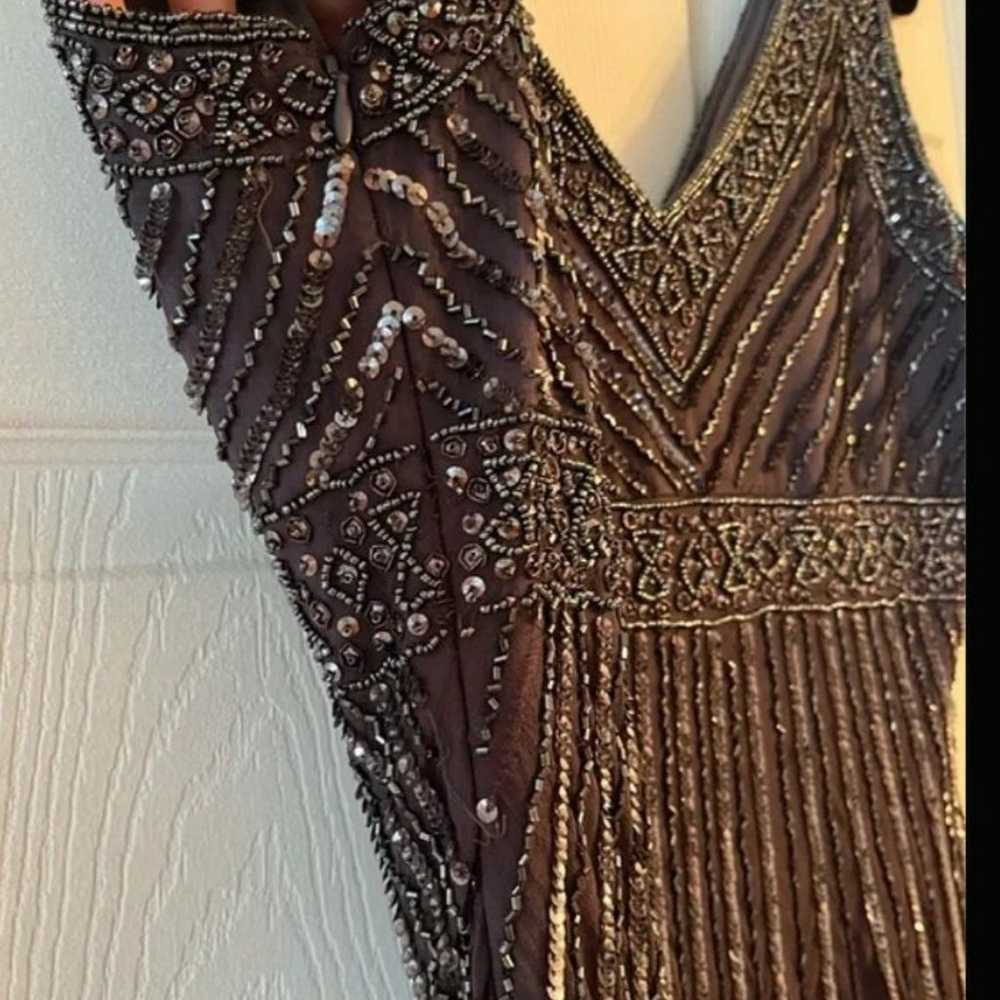 Patra Black Beaded Ruched Cocktail Dress| Size 8 - image 4
