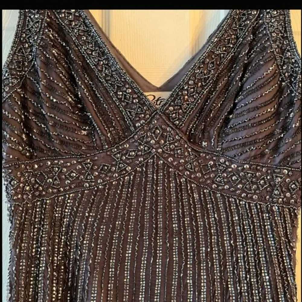 Patra Black Beaded Ruched Cocktail Dress| Size 8 - image 5
