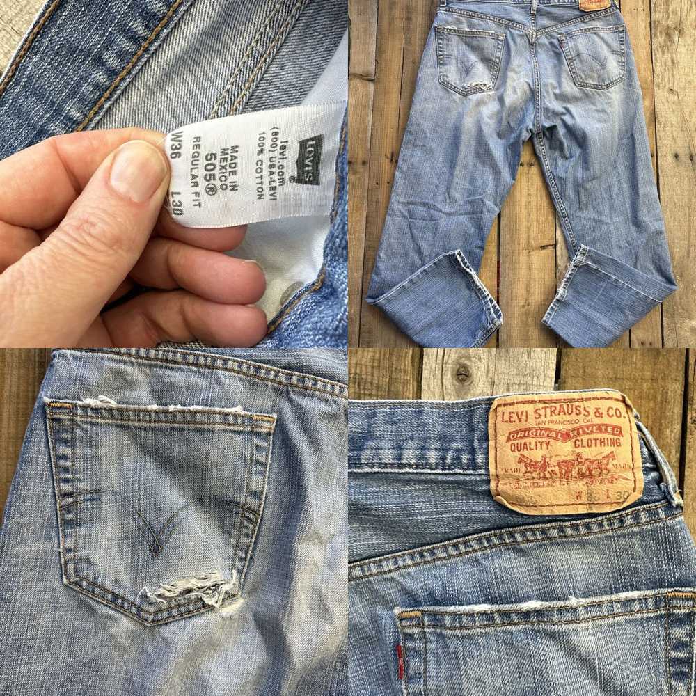 Levi's Levis 505 Denim Blue Jeans Mens Size 36x30… - image 4