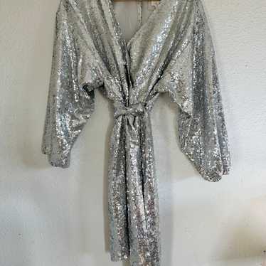 Anthropologie silver sequin dress - image 1