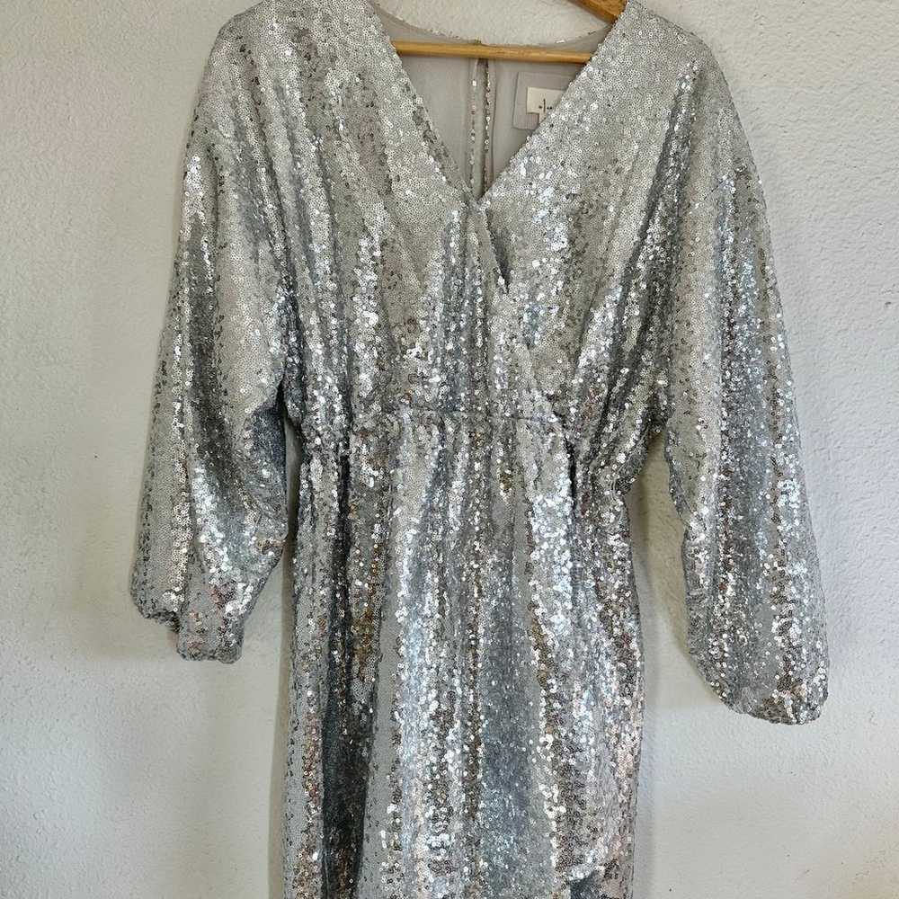 Anthropologie silver sequin dress - image 2