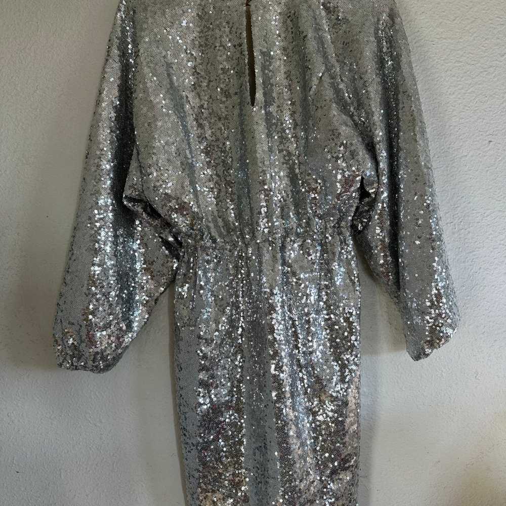 Anthropologie silver sequin dress - image 3