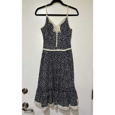 Anna Sui Women's Size Large Strappy Dress Navy Wh… - image 1