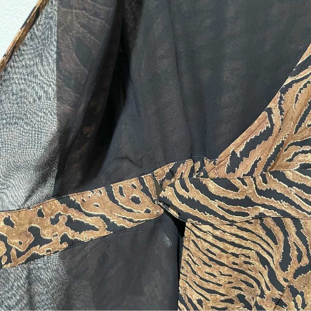 GANNI Grorgette Tiger Print Wrap Mini Dress Brown… - image 6