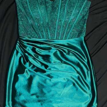 Green Sherri Hill Strapless Corset Dress - image 1