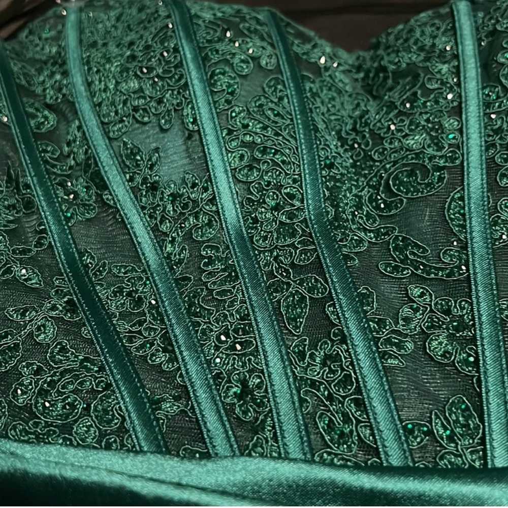 Green Sherri Hill Strapless Corset Dress - image 4