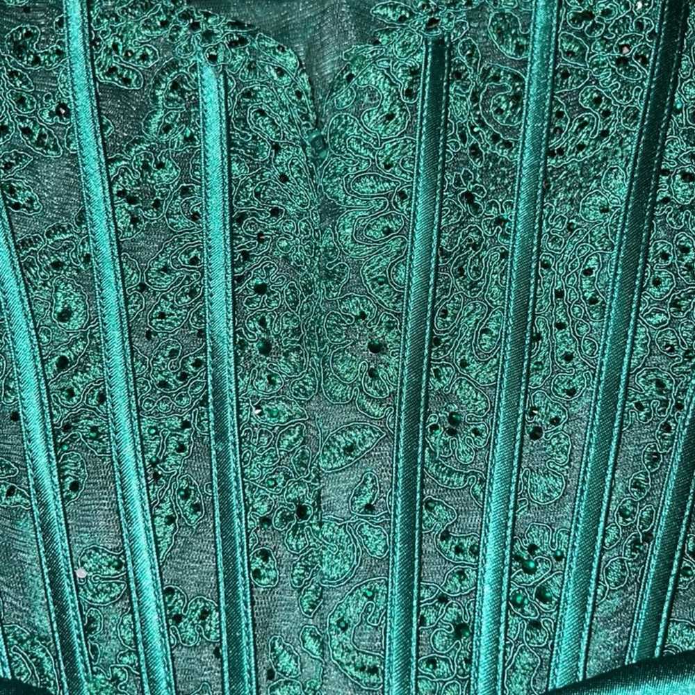 Green Sherri Hill Strapless Corset Dress - image 5
