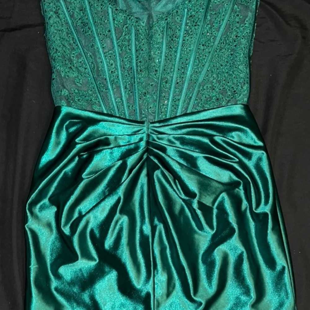 Green Sherri Hill Strapless Corset Dress - image 6