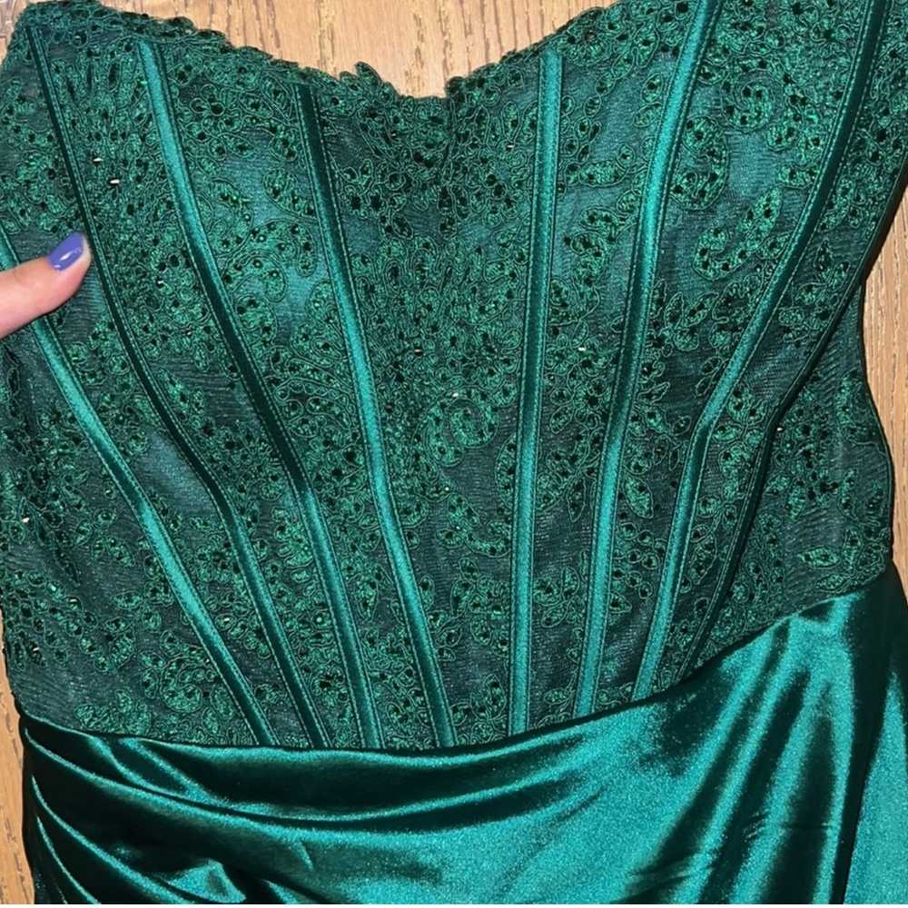 Green Sherri Hill Strapless Corset Dress - image 7