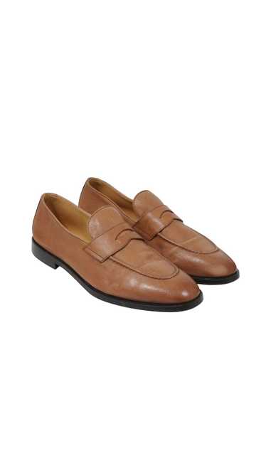 Brunello Cucinelli Tan Brown Leather Penny Loafers