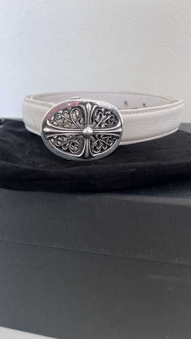 Chrome Hearts Oval Cross Buckle on White CH Strap