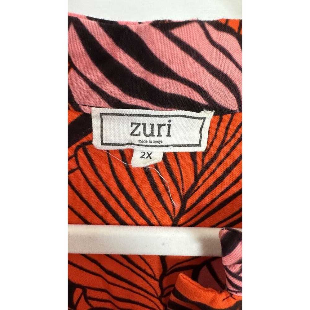 Zuri Kenya Bright Orange Pink Dress 100% Cotton S… - image 5
