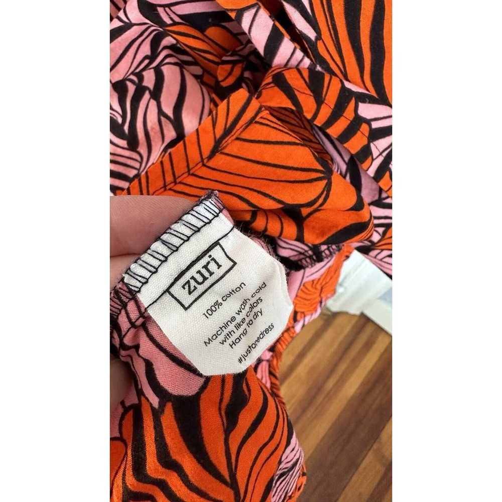 Zuri Kenya Bright Orange Pink Dress 100% Cotton S… - image 7