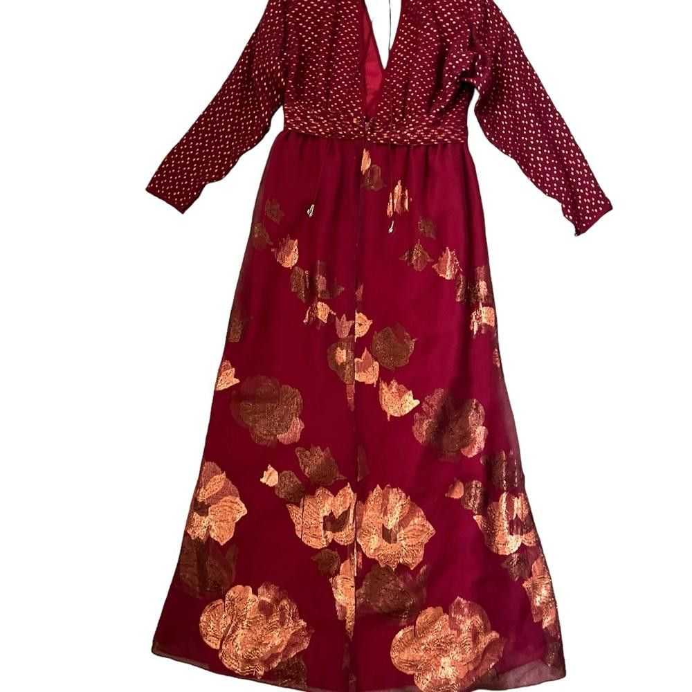 Vintage Carol Peretz Vintage 80s Silk Dark Red & … - image 4