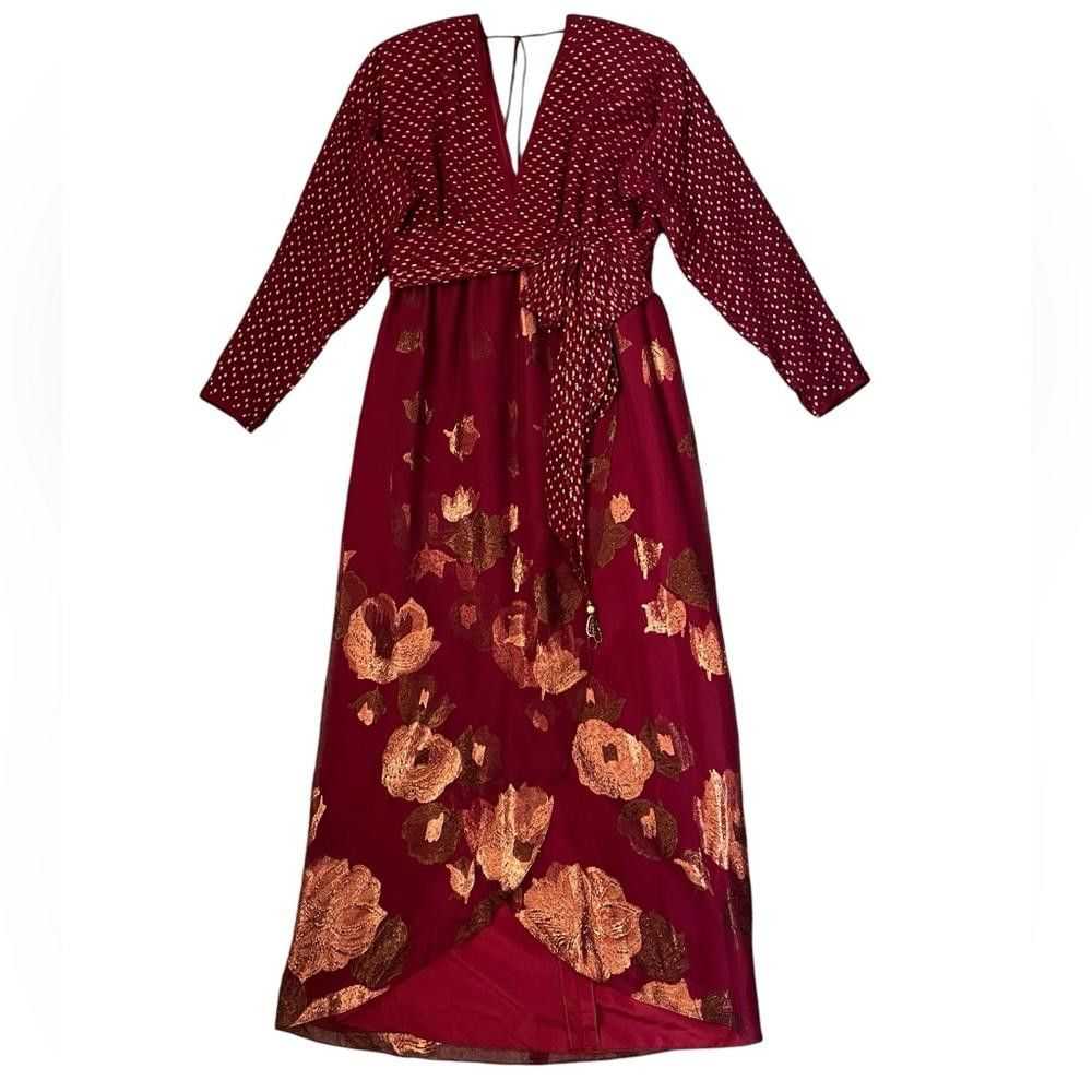 Vintage Carol Peretz Vintage 80s Silk Dark Red & … - image 6