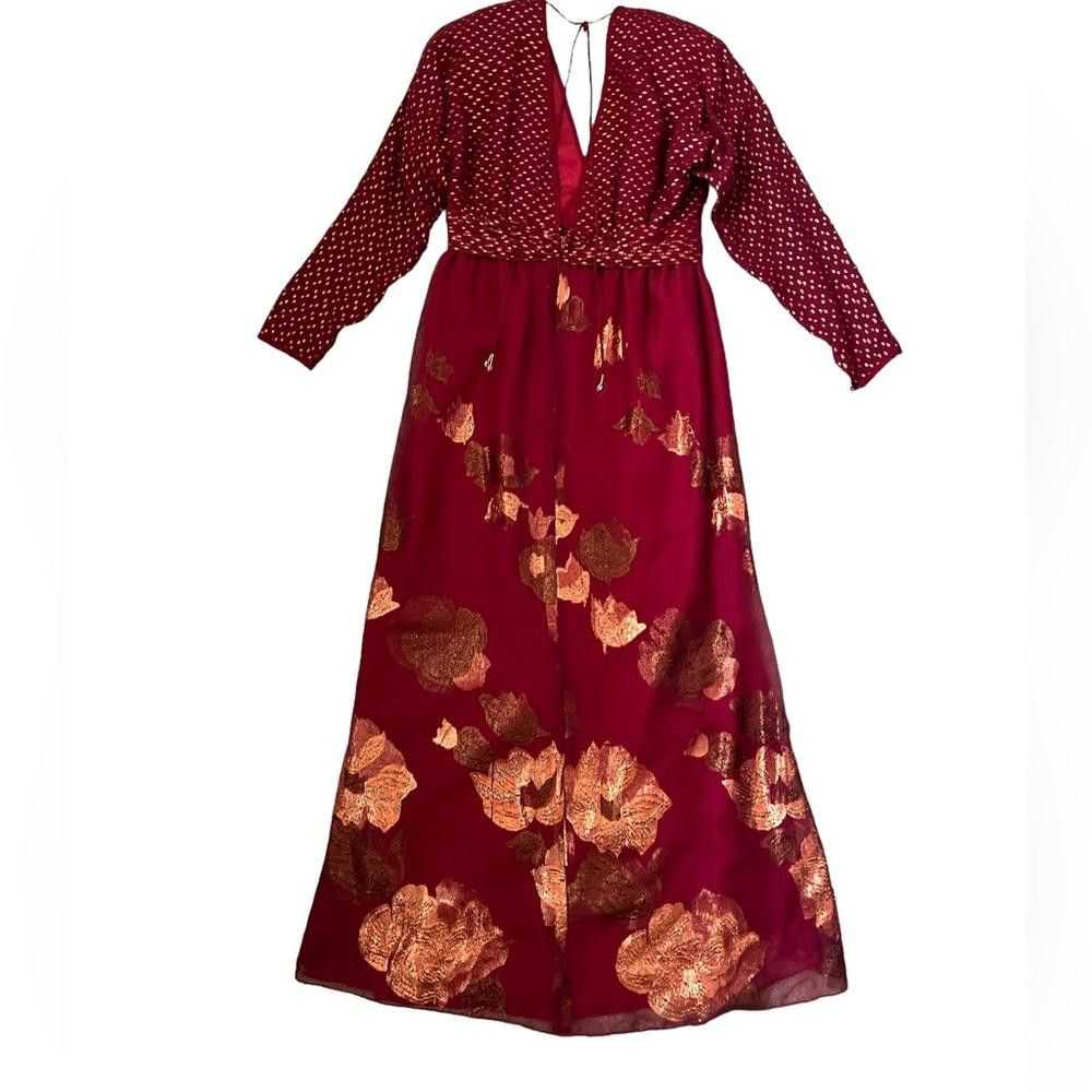 Vintage Carol Peretz Vintage 80s Silk Dark Red & … - image 7