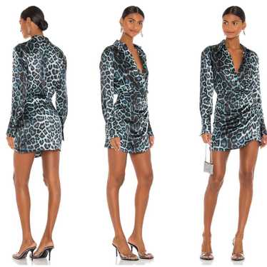 GAUGE81 Naha Short Dress Blue Leopard Silk Mini S… - image 1