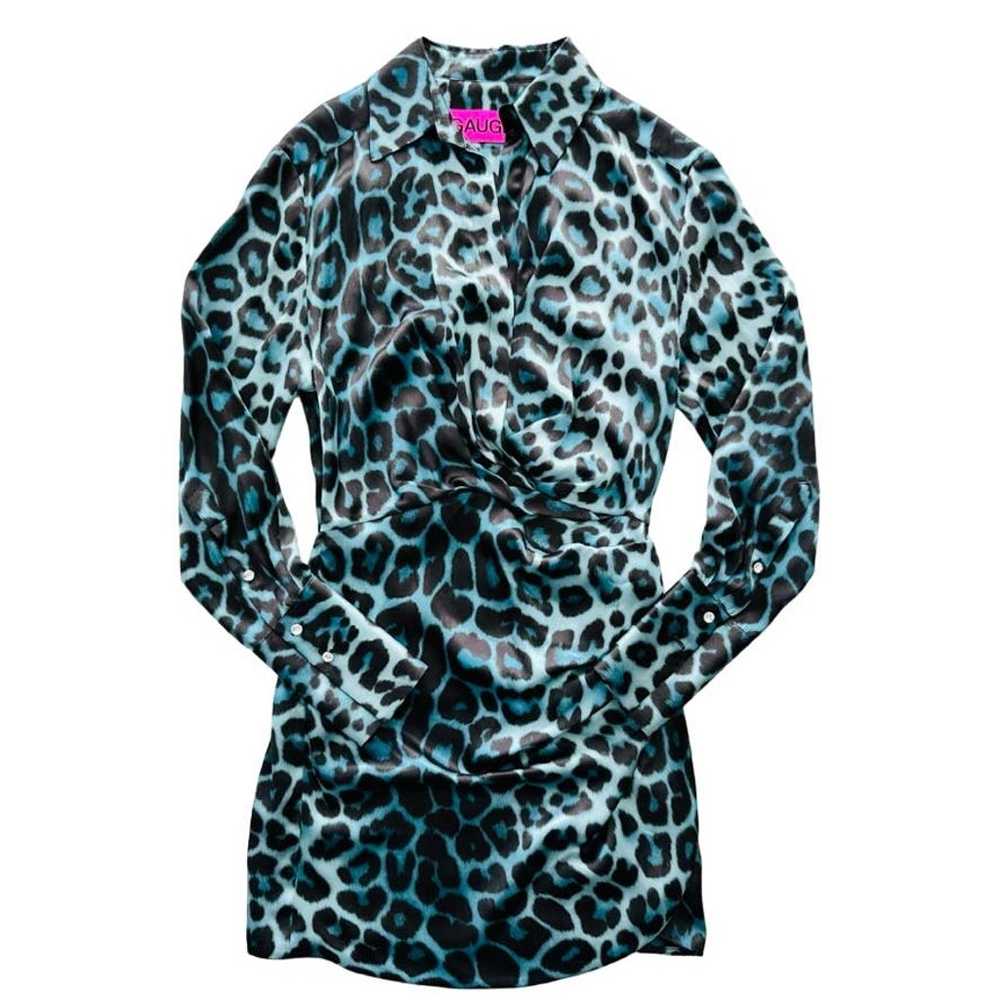 GAUGE81 Naha Short Dress Blue Leopard Silk Mini S… - image 2