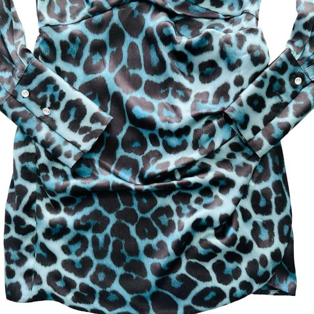 GAUGE81 Naha Short Dress Blue Leopard Silk Mini S… - image 3