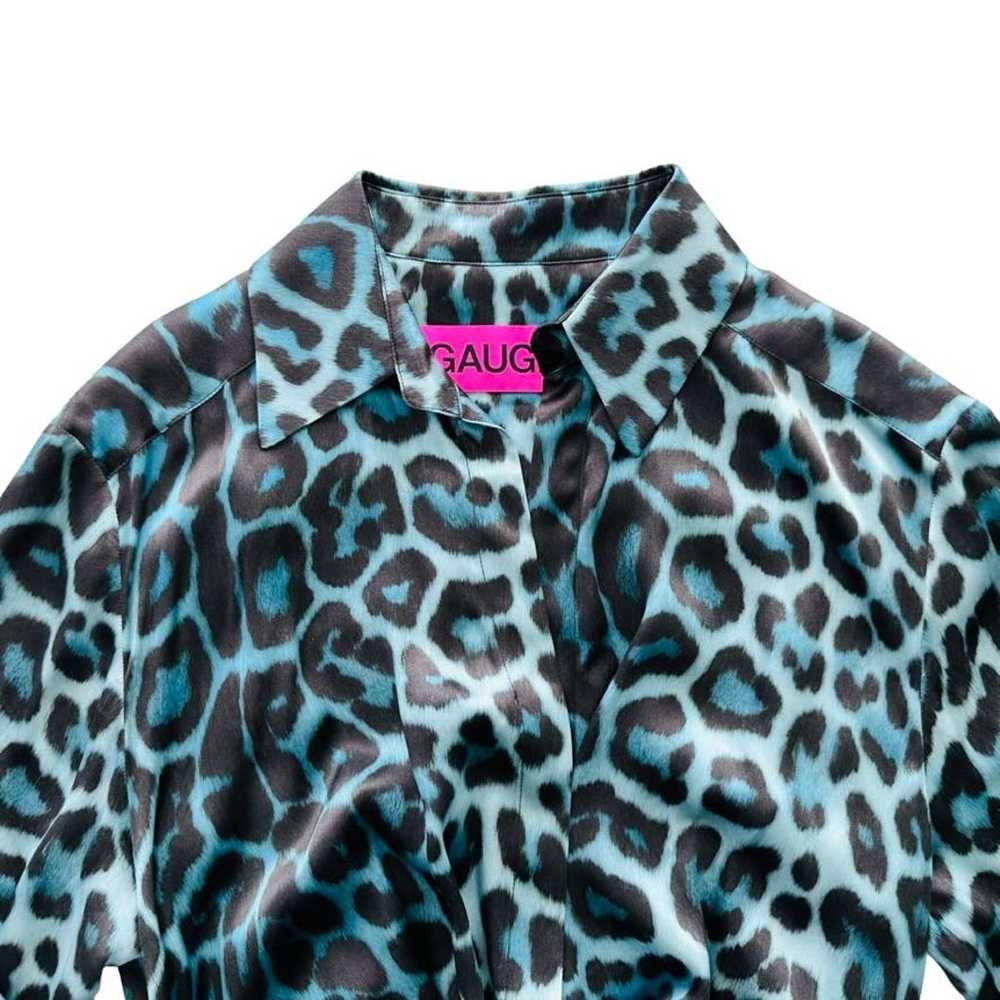 GAUGE81 Naha Short Dress Blue Leopard Silk Mini S… - image 4